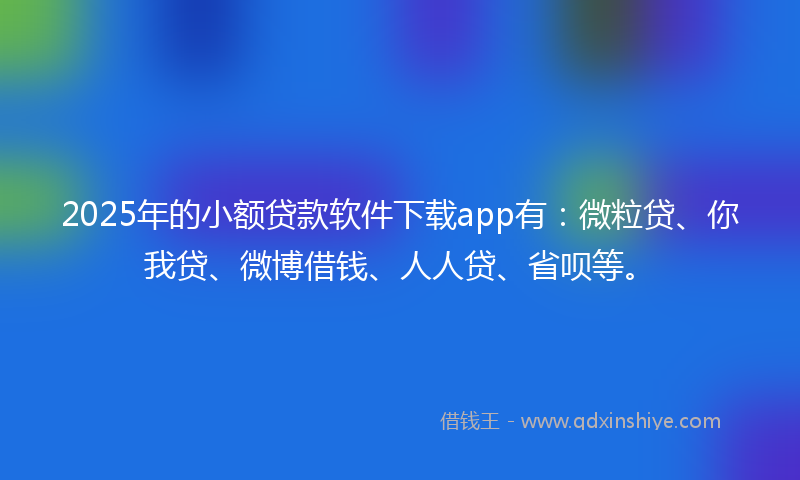 2025年的小额贷款软件下载app有：微粒贷、你我贷、微博借钱、人人贷、省呗等。
