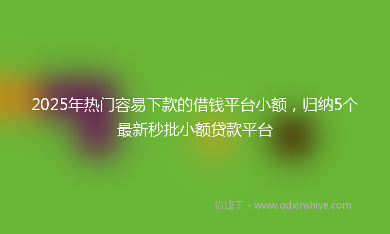 2025年热门容易下款的借钱平台小额，归纳5个最新秒批小额贷款平台