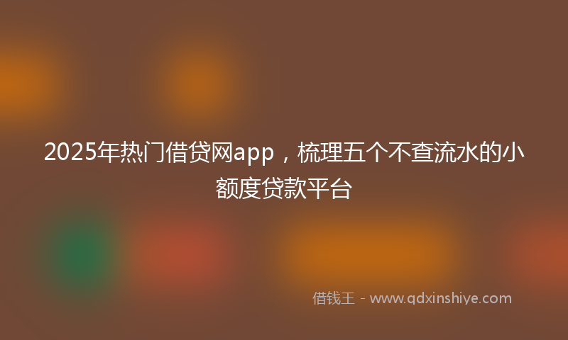 2025年热门借贷网app，梳理五个不查流水的小额度贷款平台