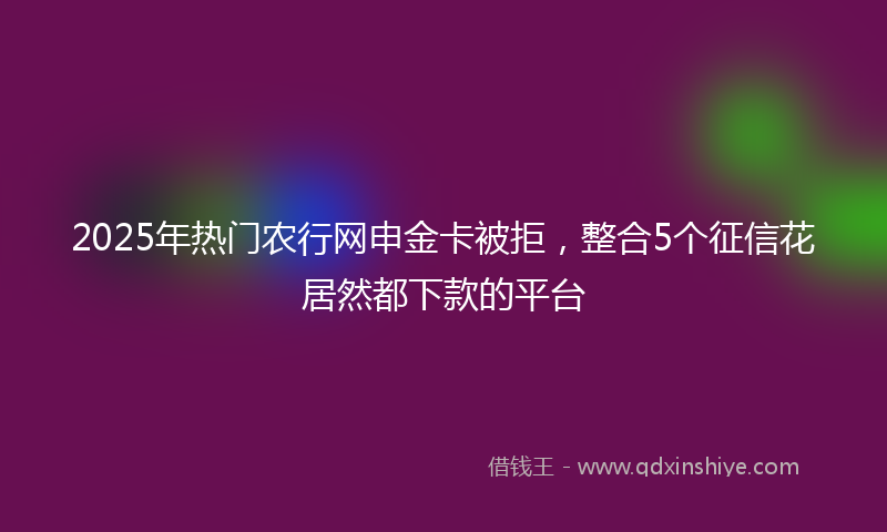 2025年热门农行网申金卡被拒，整合5个征信花居然都下款的平台