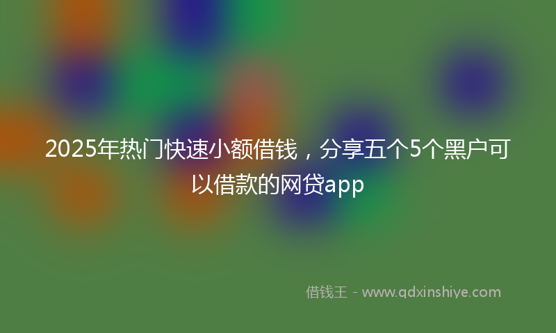 2025年热门快速小额借钱，分享五个5个黑户可以借款的网贷app