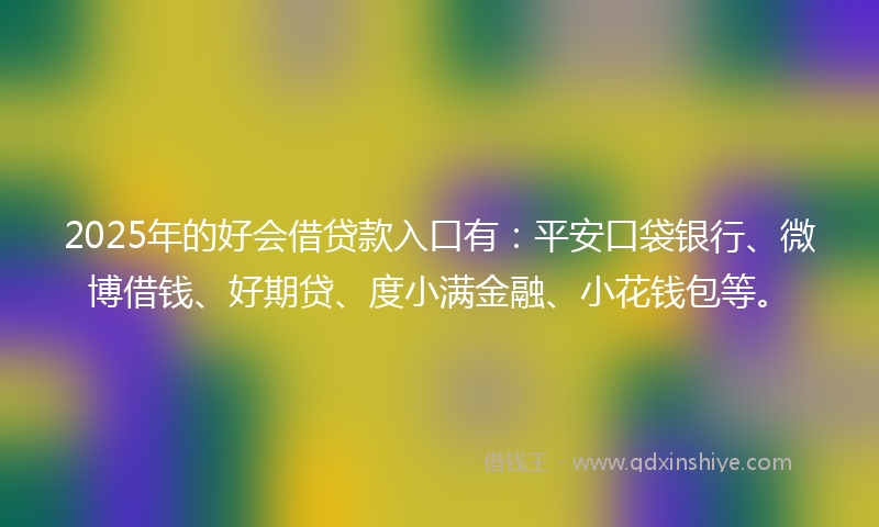 2025年的好会借贷款入口有：平安口袋银行、微博借钱、好期贷、度小满金融、小花钱包等。