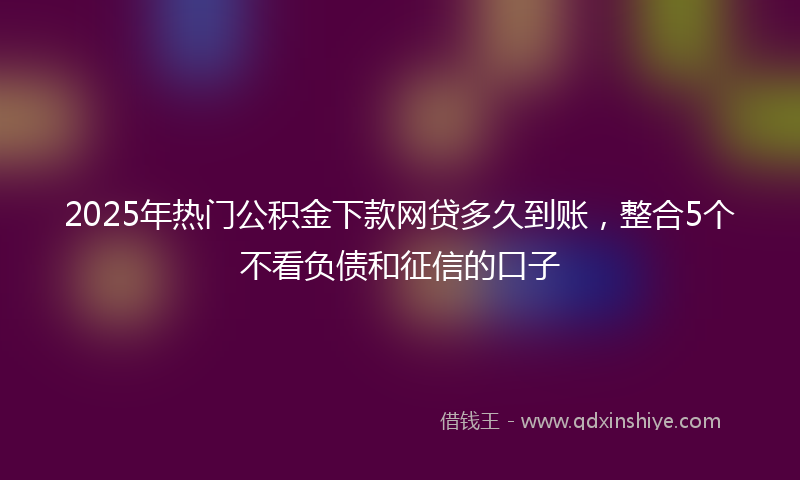 2025年热门公积金下款网贷多久到账，整合5个不看负债和征信的口子