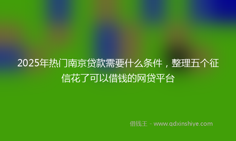 2025年热门南京贷款需要什么条件，整理五个征信花了可以借钱的网贷平台