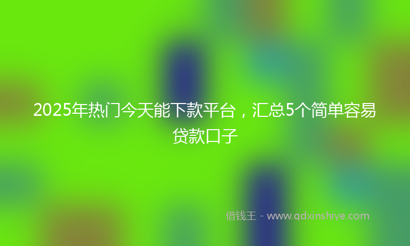 2025年热门今天能下款平台，汇总5个简单容易贷款口子