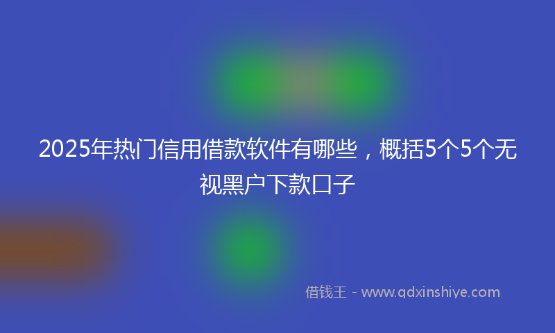 2025年热门信用借款软件有哪些，概括5个5个无视黑户下款口子