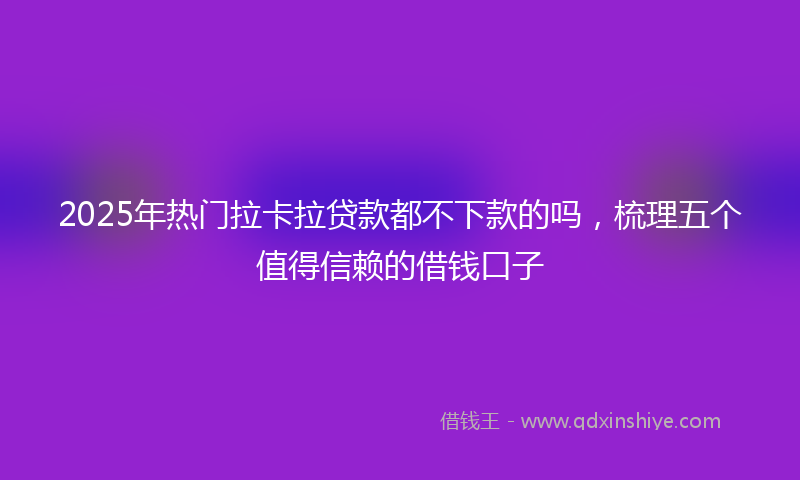 2025年热门拉卡拉贷款都不下款的吗，梳理五个值得信赖的借钱口子