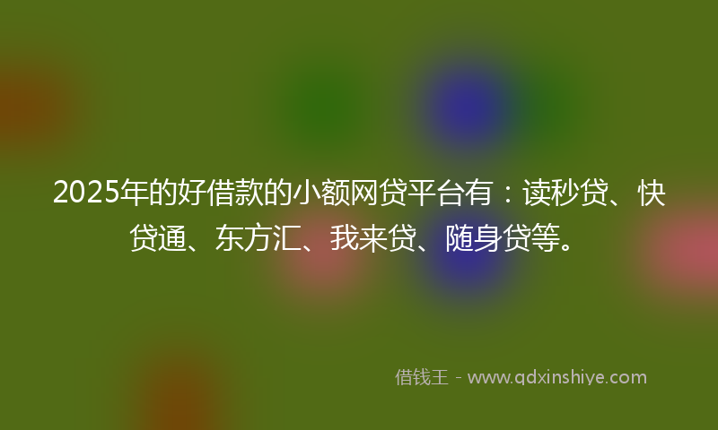 2025年的好借款的小额网贷平台有：读秒贷、快贷通、东方汇、我来贷、随身贷等。