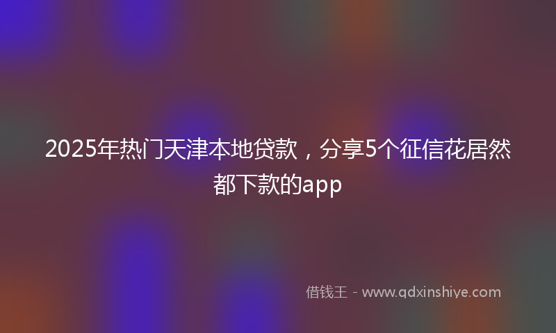 2025年热门天津本地贷款，分享5个征信花居然都下款的app