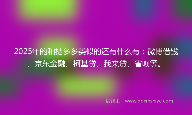 2025年的和桔多多类似的还有什么有：微博借钱、京东金融、柯基贷、我来贷、省呗等。