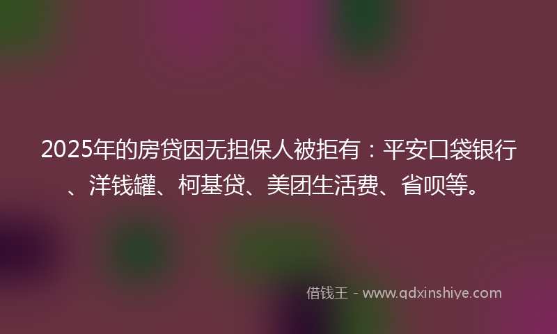 2025年的房贷因无担保人被拒有：平安口袋银行、洋钱罐、柯基贷、美团生活费、省呗等。