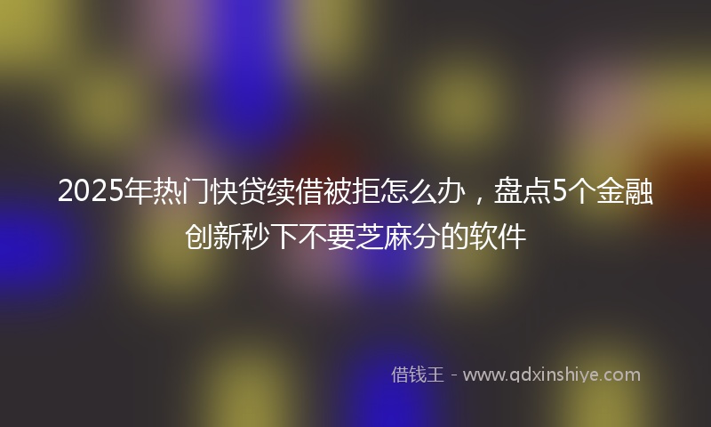 2025年热门快贷续借被拒怎么办，盘点5个金融创新秒下不要芝麻分的软件