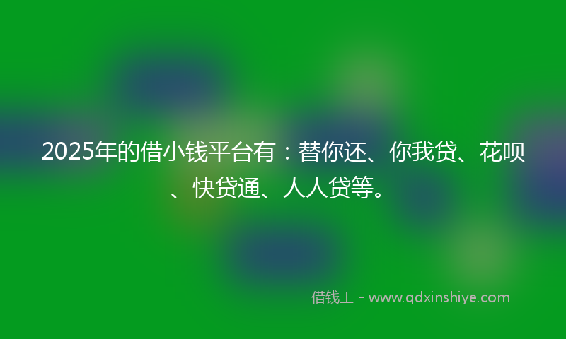 2025年的借小钱平台有：替你还、你我贷、花呗、快贷通、人人贷等。