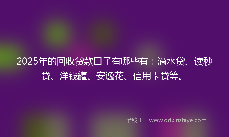 2025年的回收贷款口子有哪些有：滴水贷、读秒贷、洋钱罐、安逸花、信用卡贷等。