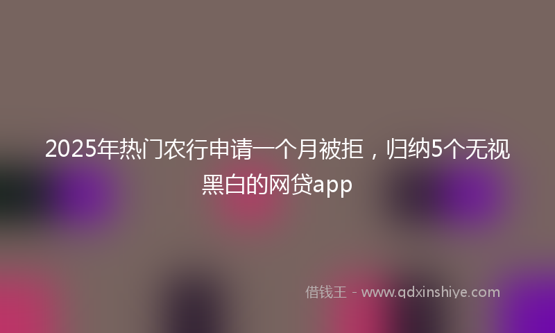 2025年热门农行申请一个月被拒，归纳5个无视黑白的网贷app