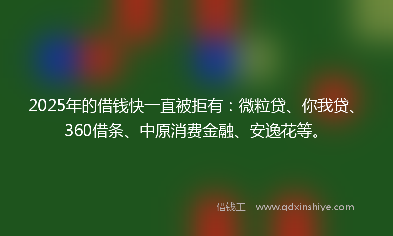2025年的借钱快一直被拒有：微粒贷、你我贷、360借条、中原消费金融、安逸花等。