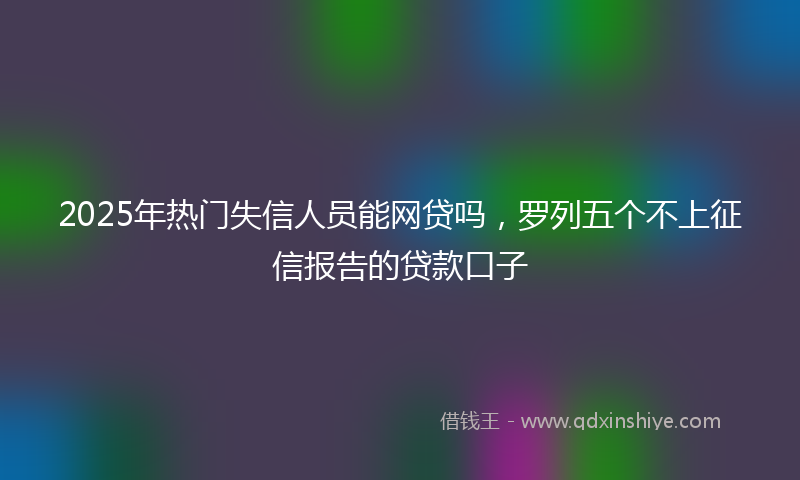 2025年热门失信人员能网贷吗，罗列五个不上征信报告的贷款口子