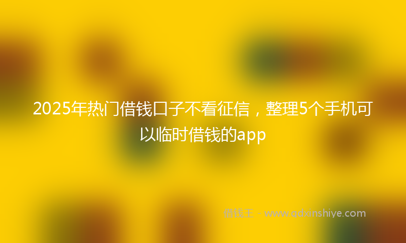 2025年热门借钱口子不看征信，整理5个手机可以临时借钱的app
