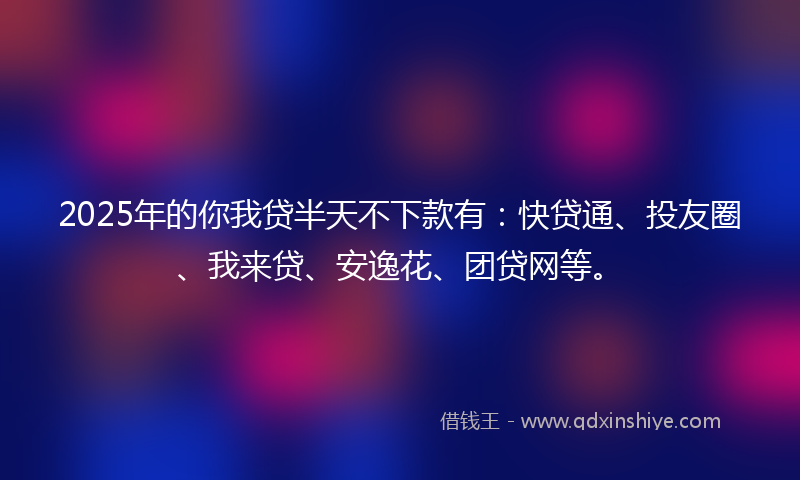 2025年的你我贷半天不下款有：快贷通、投友圈、我来贷、安逸花、团贷网等。