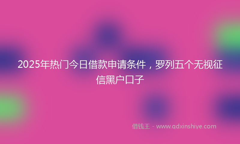 2025年热门今日借款申请条件，罗列五个无视征信黑户口子