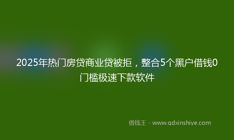 2025年热门房贷商业贷被拒，整合5个黑户借钱0门槛极速下款软件