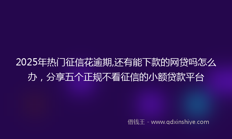 2025年热门征信花逾期,还有能下款的网贷吗怎么办，分享五个正规不看征信的小额贷款平台