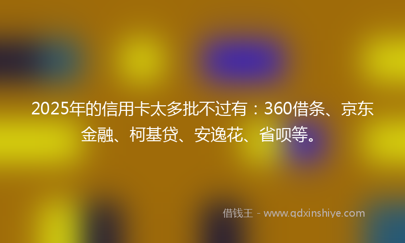 2025年的信用卡太多批不过有：360借条、京东金融、柯基贷、安逸花、省呗等。