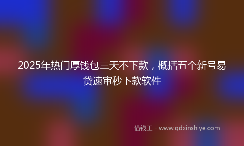 2025年热门厚钱包三天不下款，概括五个新号易贷速审秒下款软件