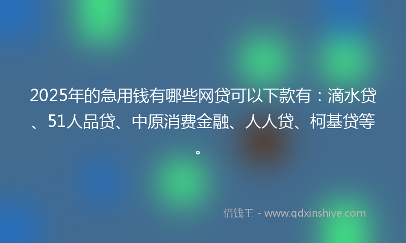 2025年的急用钱有哪些网贷可以下款有：滴水贷、51人品贷、中原消费金融、人人贷、柯基贷等。