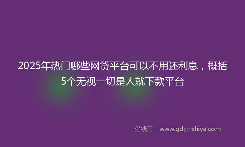 2025年热门哪些网贷平台可以不用还利息，概括5个无视一切是人就下款平台