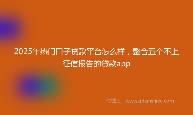 2025年热门口子贷款平台怎么样，整合五个不上征信报告的贷款app