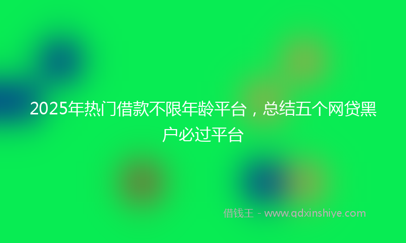 2025年热门借款不限年龄平台，总结五个网贷黑户必过平台