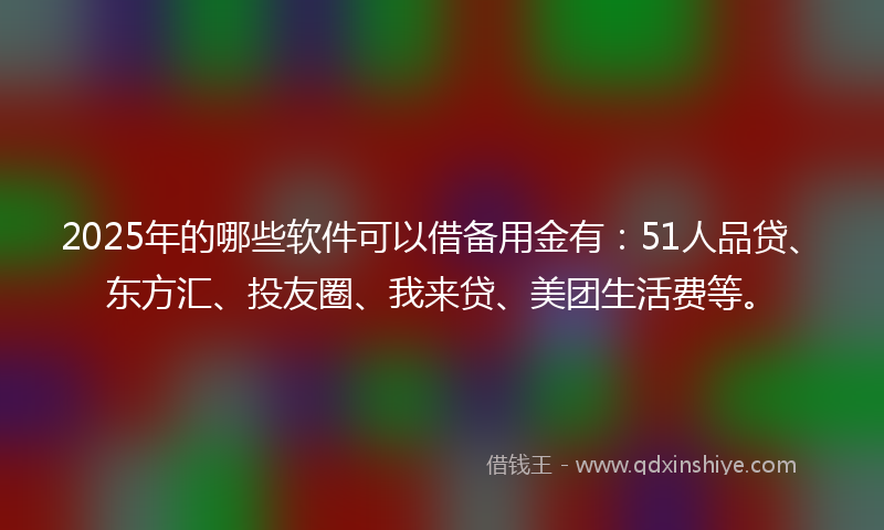 2025年的哪些软件可以借备用金有：51人品贷、东方汇、投友圈、我来贷、美团生活费等。