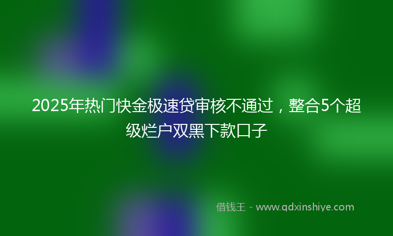 2025年热门快金极速贷审核不通过，整合5个超级烂户双黑下款口子