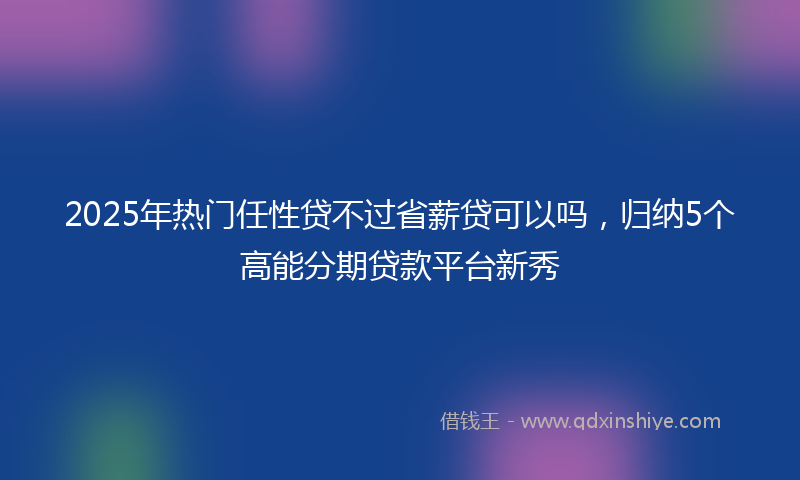 2025年热门任性贷不过省薪贷可以吗，归纳5个高能分期贷款平台新秀