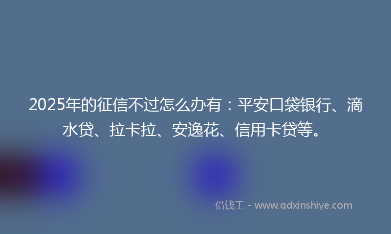 2025年的征信不过怎么办有：平安口袋银行、滴水贷、拉卡拉、安逸花、信用卡贷等。
