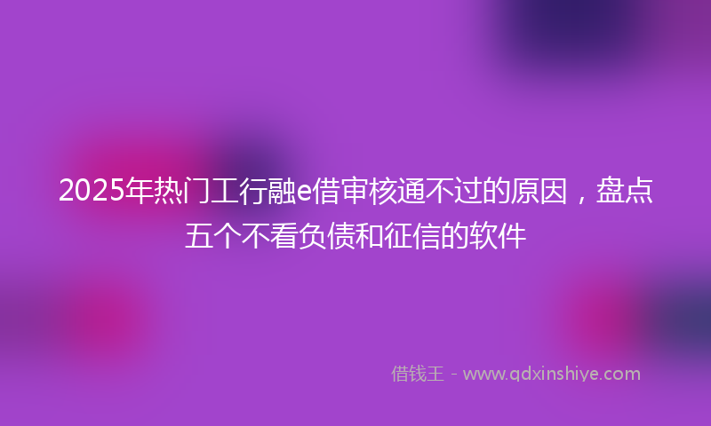 2025年热门工行融e借审核通不过的原因，盘点五个不看负债和征信的软件