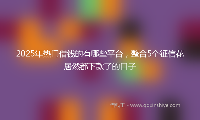 2025年热门借钱的有哪些平台，整合5个征信花居然都下款了的口子