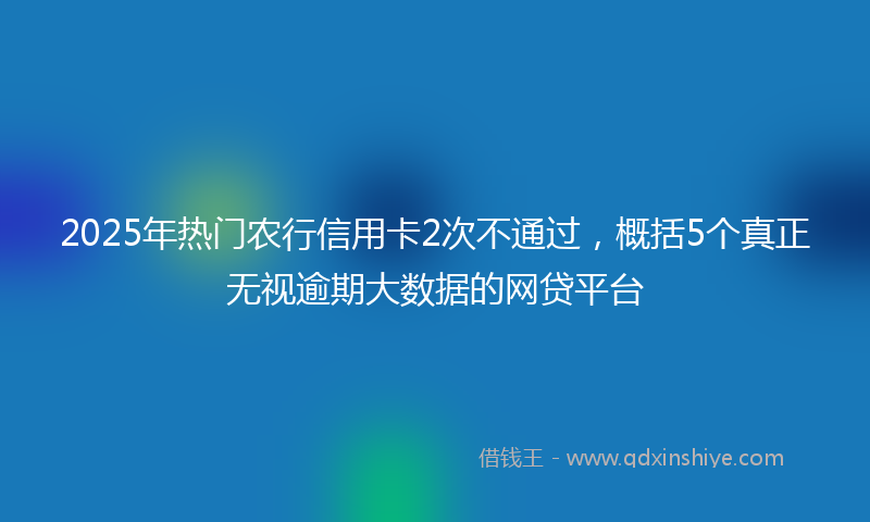 2025年热门农行信用卡2次不通过，概括5个真正无视逾期大数据的网贷平台