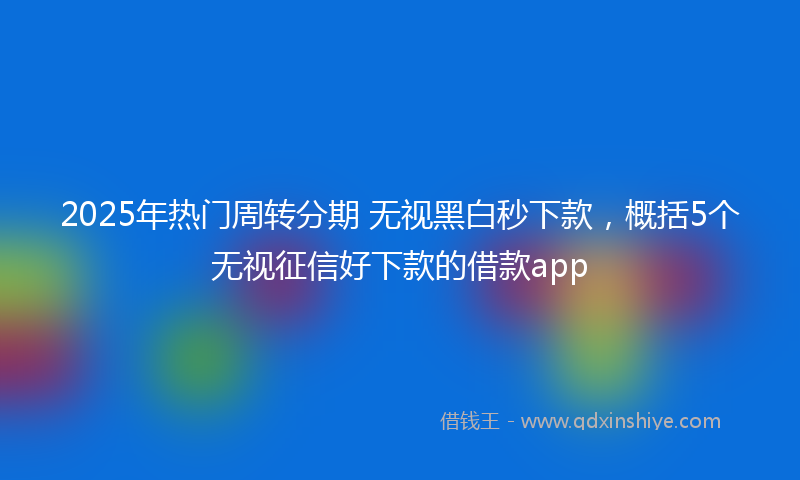 2025年热门周转分期 无视黑白秒下款，概括5个无视征信好下款的借款app