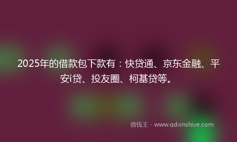 2025年的借款包下款有：快贷通、京东金融、平安i贷、投友圈、柯基贷等。