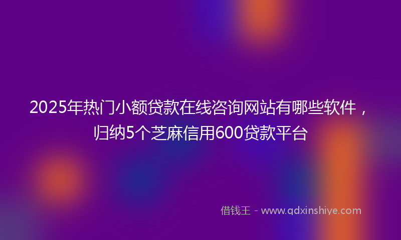 2025年热门小额贷款在线咨询网站有哪些软件，归纳5个芝麻信用600贷款平台