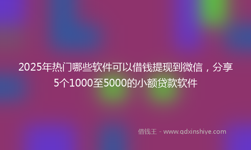 2025年热门哪些软件可以借钱提现到微信，分享5个1000至5000的小额贷款软件