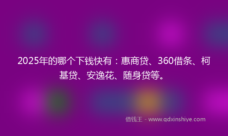 2025年的哪个下钱快有：惠商贷、360借条、柯基贷、安逸花、随身贷等。
