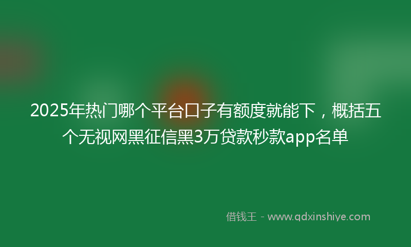 2025年热门哪个平台口子有额度就能下，概括五个无视网黑征信黑3万贷款秒款app名单