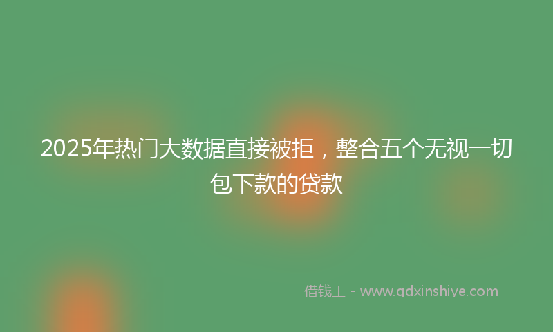 2025年热门大数据直接被拒，整合五个无视一切包下款的贷款