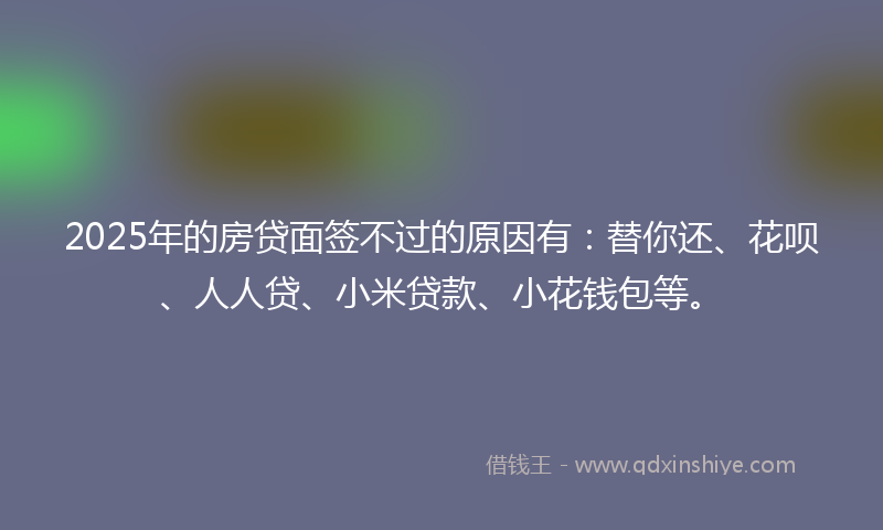 2025年的房贷面签不过的原因有：替你还、花呗、人人贷、小米贷款、小花钱包等。