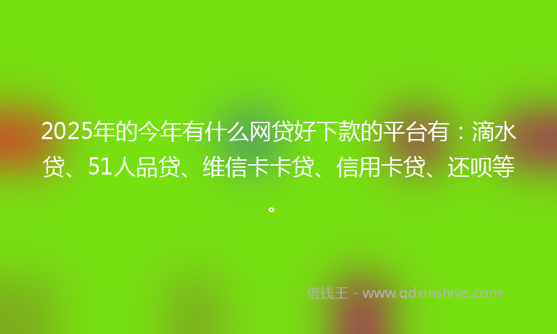 2025年的今年有什么网贷好下款的平台有：滴水贷、51人品贷、维信卡卡贷、信用卡贷、还呗等。