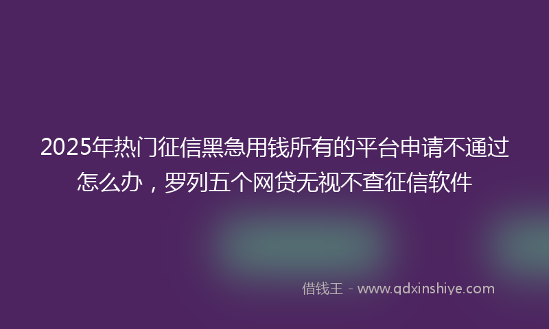 2025年热门征信黑急用钱所有的平台申请不通过怎么办，罗列五个网贷无视不查征信软件