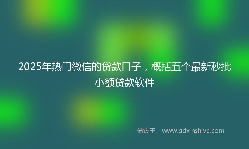 2025年热门微信的贷款口子，概括五个最新秒批小额贷款软件